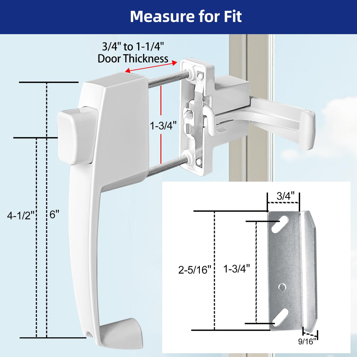 Screen and Storm Door Push Button Latch Handle Set with Night Lock (1 Pack / White)