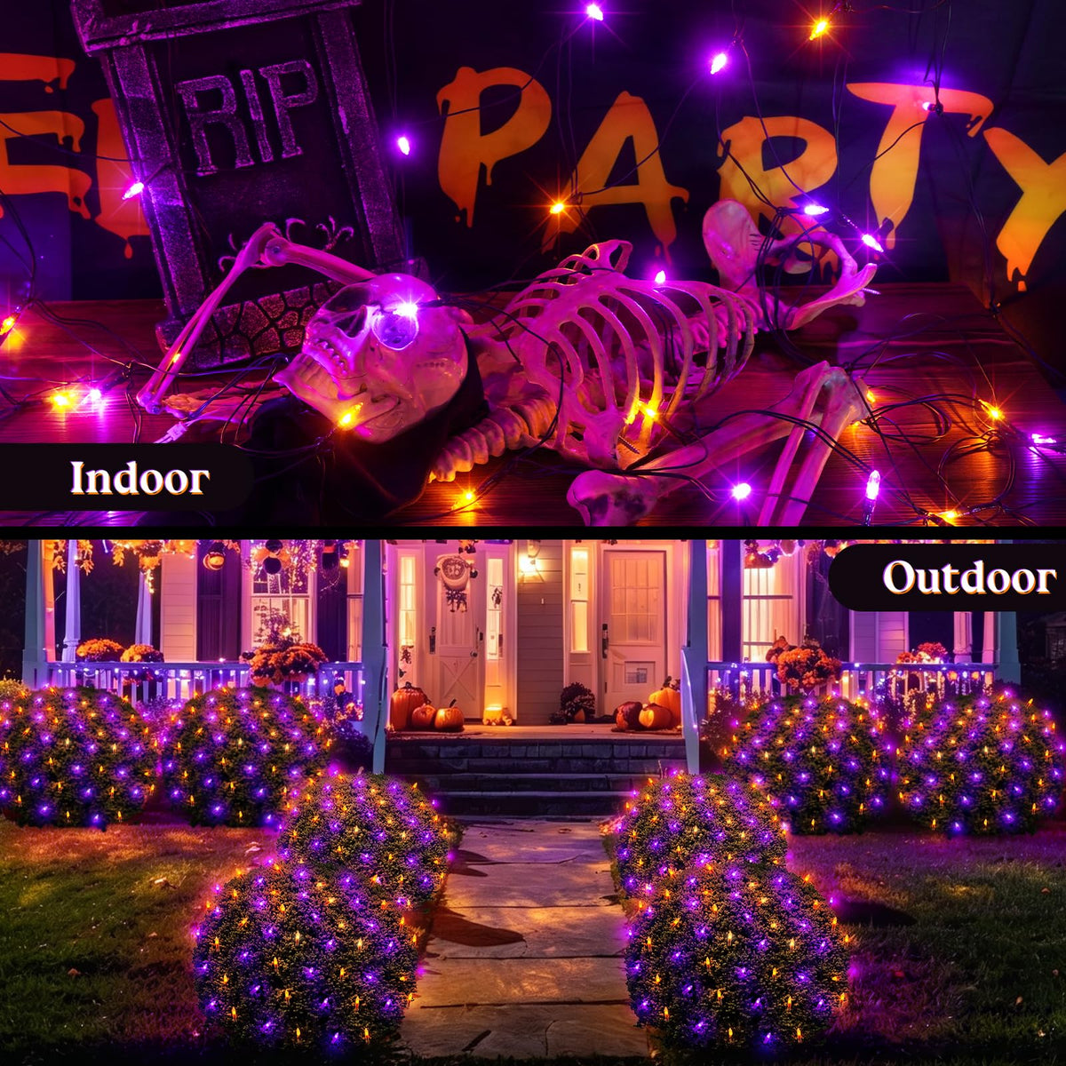 120LED Halloween Net Lights Outdoor (Orange/Purple-1PCS)