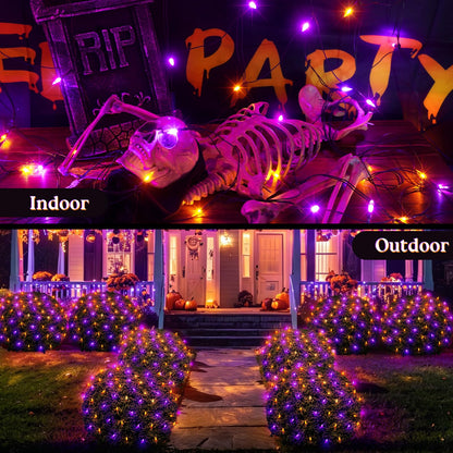 120LED Halloween Net Lights Outdoor (Orange/Purple-1PCS)