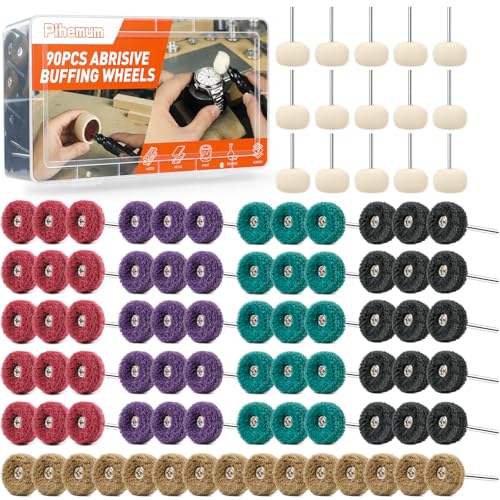 90 Pack 1 inch Abrasive Wheel Buffing Polishing Wheel Set for Rotary Tool