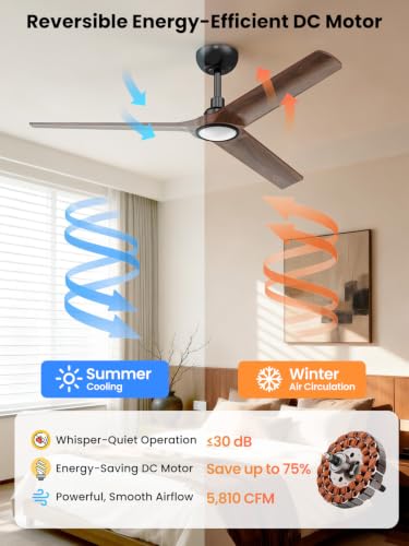 52 inch 3 Solid Wood Blades Ceiling Fan with Light
