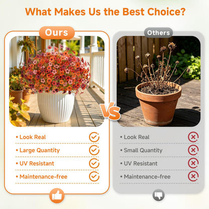 24 Bundles Artificial Fall Flowers (Orange Brown Red Pink)