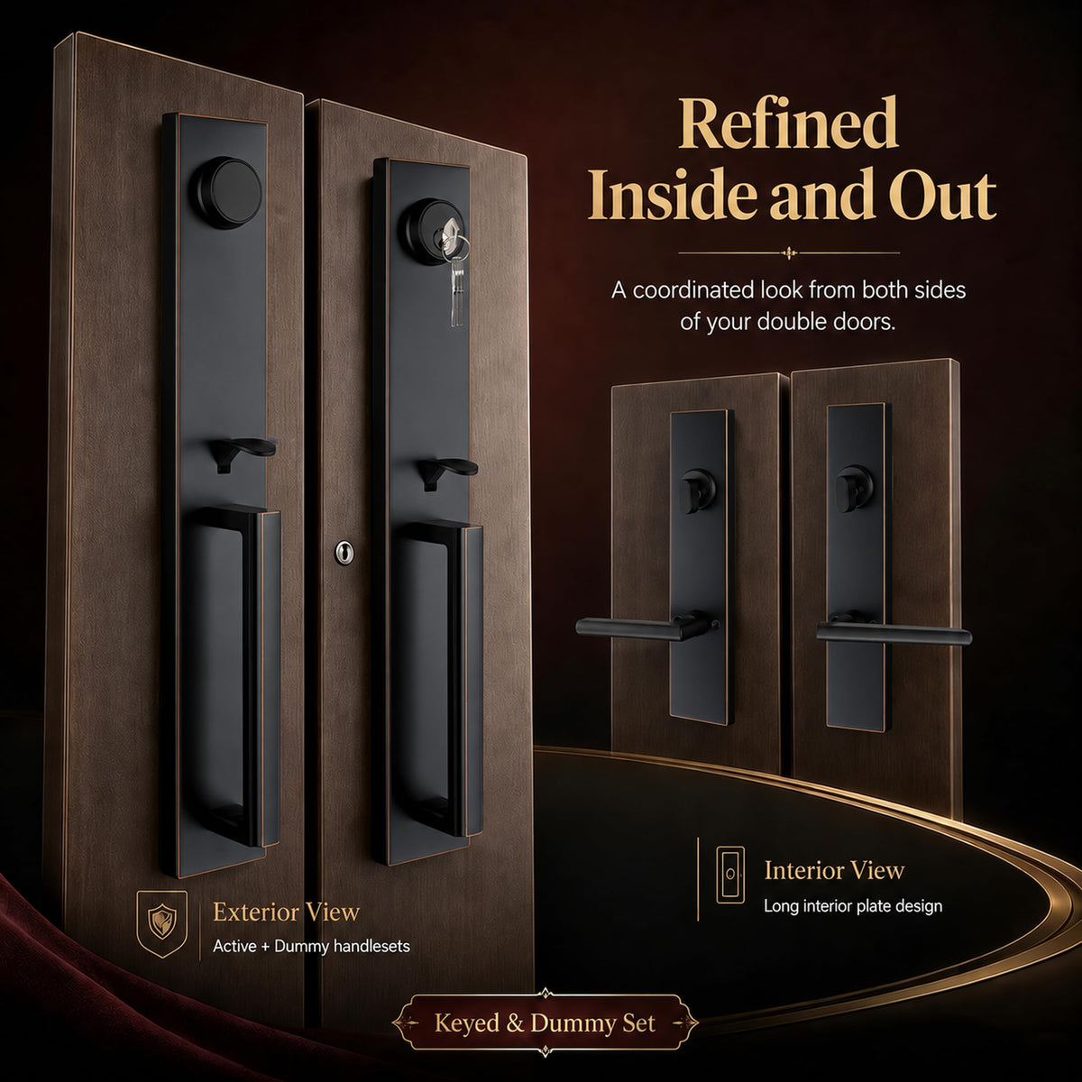 Aged Bronze Front Door Handle Set with Deadbolt (Aged Bronze)