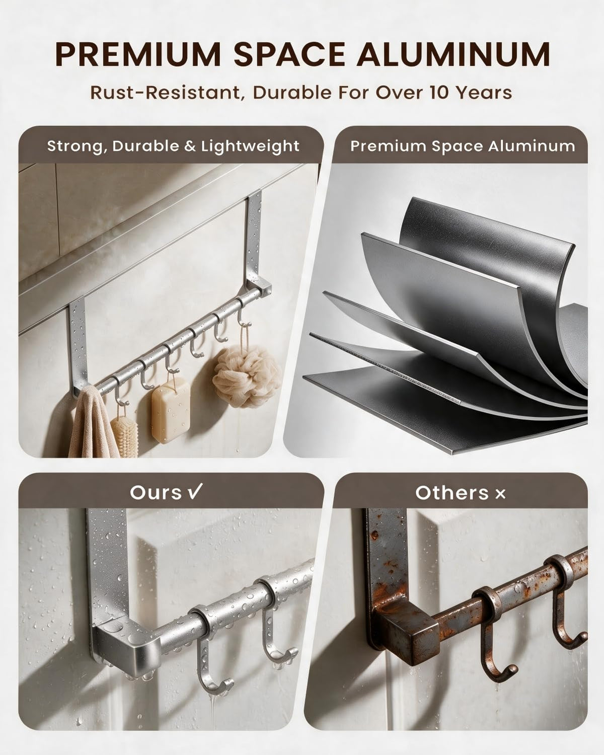 Heavy Duty Over The Door Hooks (Silver)