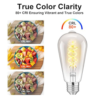 ST64 Edison Bulb E26 Dimmable (6w-2700k Amber Warm White(gray))