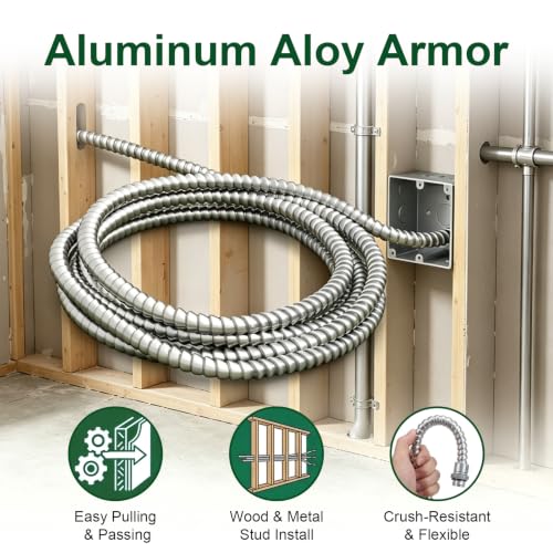 MC Cable MC Wire Flexible Interlock Interlocked Alum Armor Electric Wire Pure Bare Copper Conductors 2or3 UL83 UL1569 UL2556 6