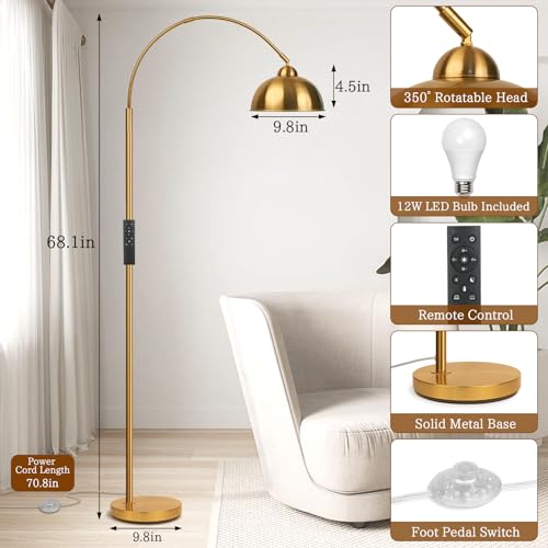 Arc Floor Lamp with Remote Control and Foot Switch