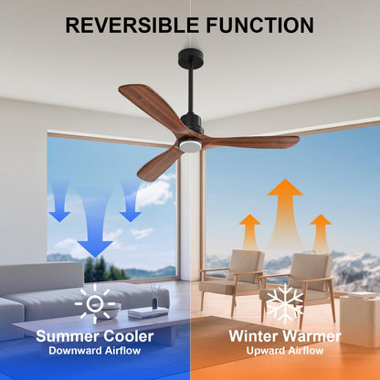 52 Inch Ceiling Fans with Lights and Remote Control (walnut brown / 52IN)