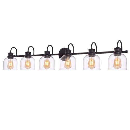 6 Lights 48" Bathroom Vanity Light Fixtures (Black / 6 Lights)