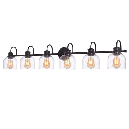 6 Lights 48" Bathroom Vanity Light Fixtures (Black / 6 Lights)