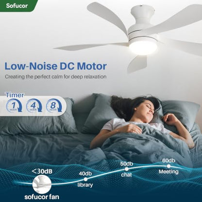 52 Inch Smart Ceiling Fans with Lights and Remote (White / 52inch Max)
