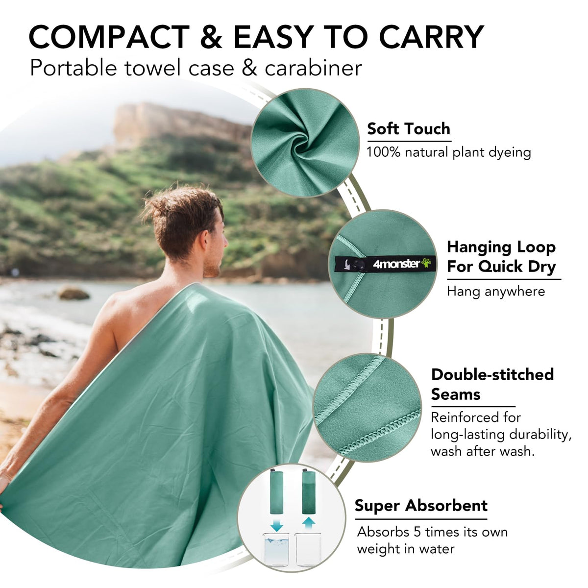 Quick Dry Microfiber Towel (Spring Green / 31.50" x 15.80")