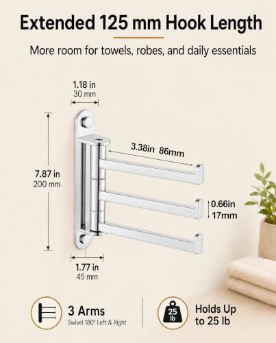 3 Arm Swivel Wall Hook