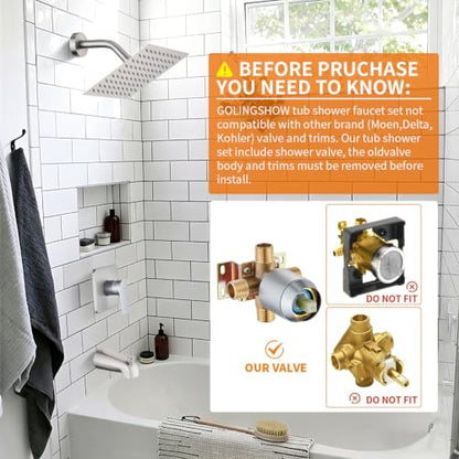Tub Shower Faucet Set Brushed Nickel (Brushed)