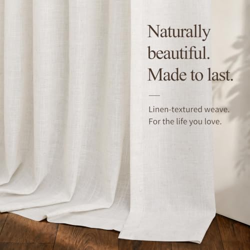 Natural Linen Cafe Curtains 40 Inches Long for Kitchen 2 Panels (Natural / 52"W x 40"L (Pack of 2))
