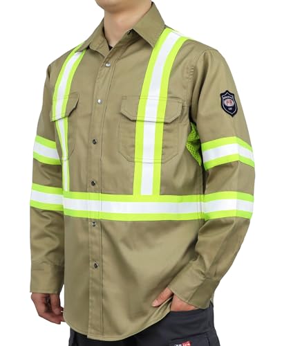 Vented FR High Vis Shirts Reflective Pearl Snaps Summer Work Safety