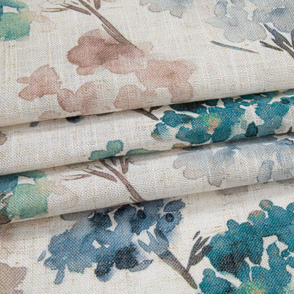 Floral Linen Curtains 54 inch Length 2 Panels Set Patterned Semi Sheer Light Filtering Privacy Farmhouse Grommet Drapes for Bedroom Small Window (A-brown / 52"W x 54"L (Pack of 2))