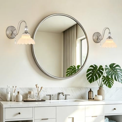 1 Piece Brushed Nickel Finish Wall Sconce (Nickel and White / 1-Light)