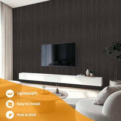 6 Pack Peel and Stick PVC Wood Slat Wall Panel