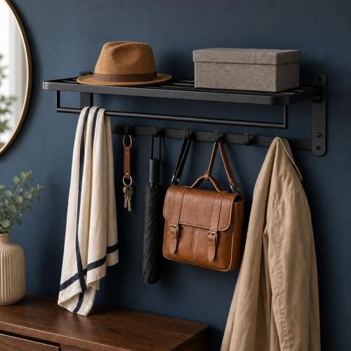 Foldable Towel Rack with Shelf