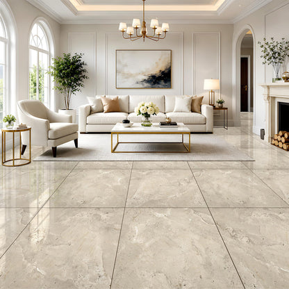 Peel and Stick Floor Tile 18x18 Marble Vinyl Flooring Waterproof 30PC (Beige / 30 Pack)