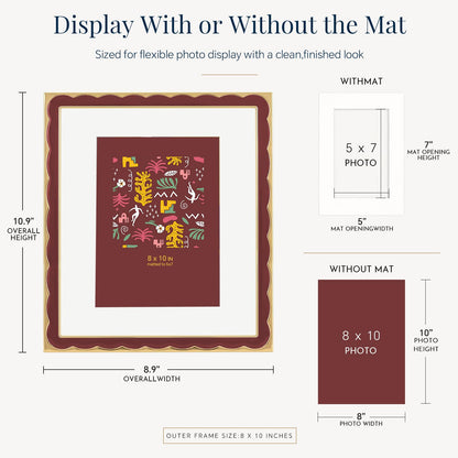8x10 Scalloped Enamel Picture Frame (Oxblood Burgundy / 8x10)