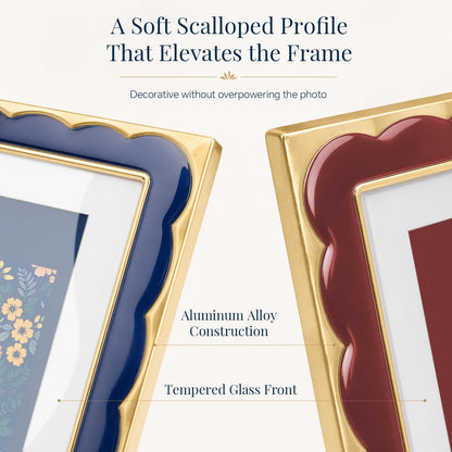 5x7 Scalloped Enamel Picture Frame (Oxblood Burgundy / 5x7)