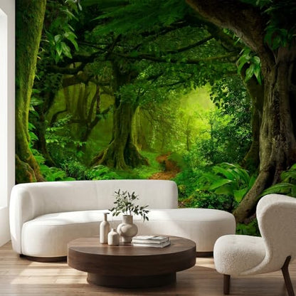 3D Flower Tree Peel and Stick Wall Mural with Gold Tree Body Self Adheisve Floral Mural Wallpaper for Living Room Bedroom Kids Room