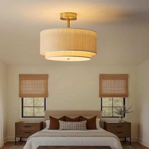 Double Drum Semi Flush Mount Ceiling Light
