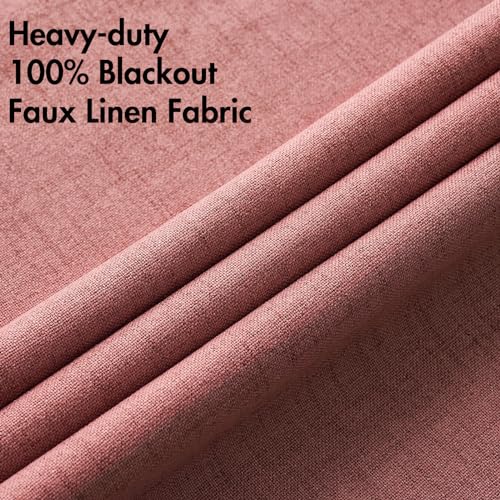 100% Blackout Linen Curtains for Bedroom 52x72 Inches Dusty Rose (Dusty Rose / 52"W x 72"L (Pack of 2))