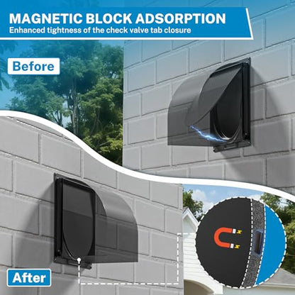 Hooded Wall Vent with Magnetic Flap and Removable Mesh