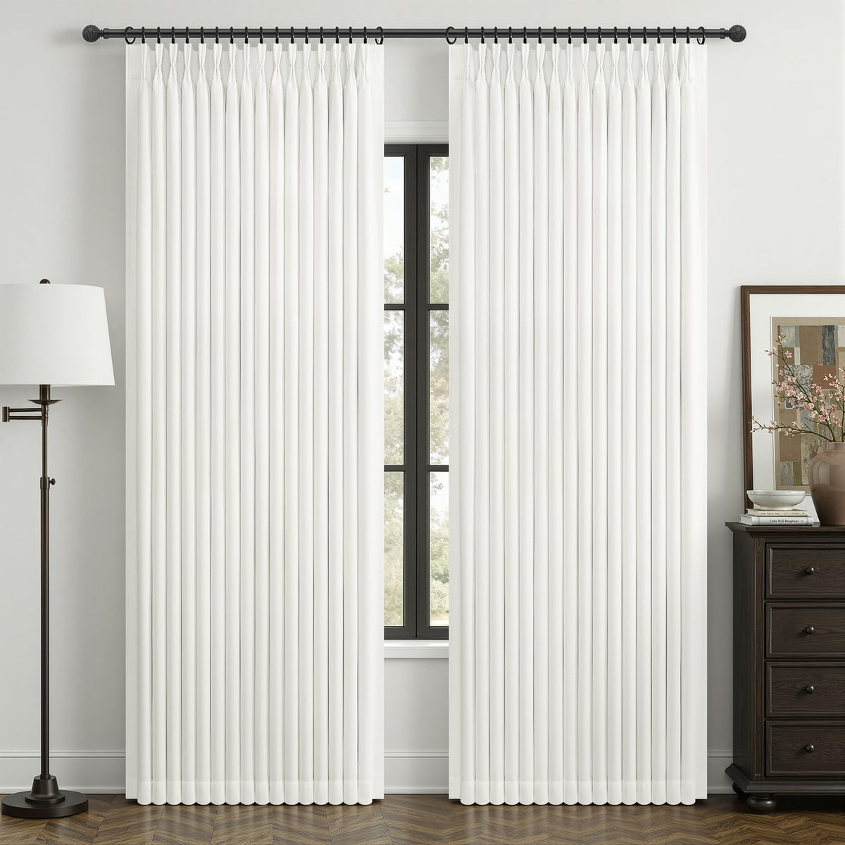 102 Inch Extra Long Curtains Solid White Blackout for Dining (Purewhite / 50"W x 102"L (Pack of 2))