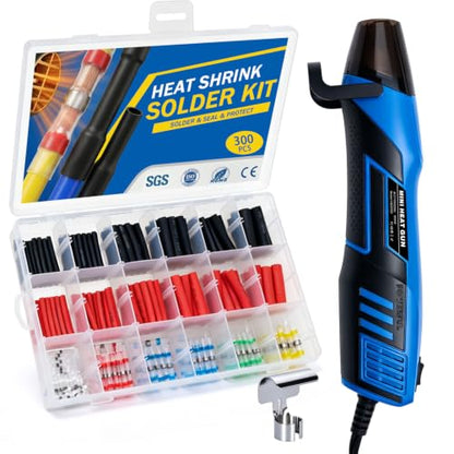 Mini Heat Gun Kit with 300 Heat Shrink PCS Solder Seal Wire Connectors