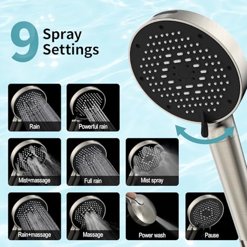 High Pressure Filtered Handheld Shower Head 9 Spray