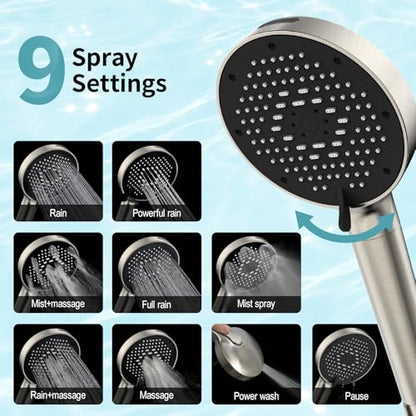 High Pressure Filtered Handheld Shower Head 9 Spray