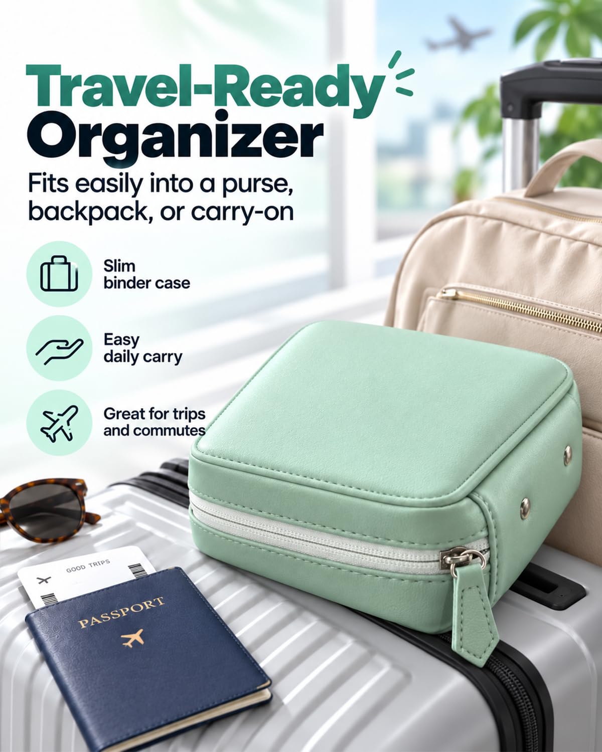Waterproof Pill Organizer Pill Pouches for Travel 14 PCS Zippered Bags (Green)