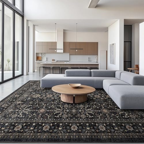 Washable Area Rug 6×9 for Living Room (Dark Gray / 6' x 9' (Rectangular))
