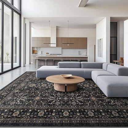 Washable Area Rug 6×9 for Living Room (Dark Gray / 6' x 9' (Rectangular))