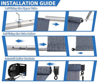 Outdoor Roller Shade 8'W x 6'H (Blue Gray / 96"W x 72"H)