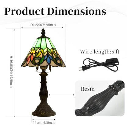 Tiffany Table Lamp Stained Glass Lamp Suitable for LED E26 Bulb