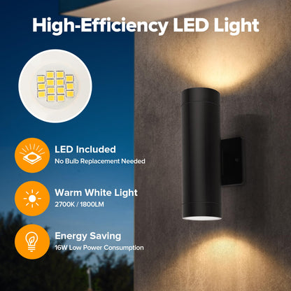Outdoor Wall Light Fixtures (Black-On/Off / 4 Pack)