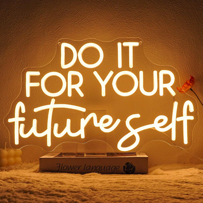 Do It For Your Future Self Neon Sign for Classroom Dimmable Positive Neon Light for Wall Decor Motivational Quote Led Sign for Kids' Room Living Room Art Decor Gift for Kid 16.5" x 10.2" (Do it for your future self)