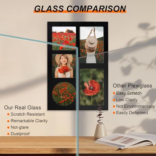 4x6 and 4x4 Collage Picture Frame (Rustic Black / 9.2x13.4in (1Pack))
