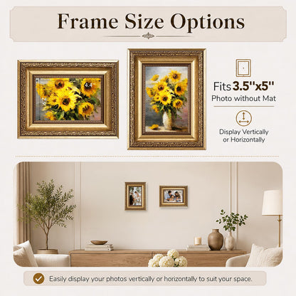 3.5x5 Vintage Picture Frame (Gold / 3.5x5 inch)