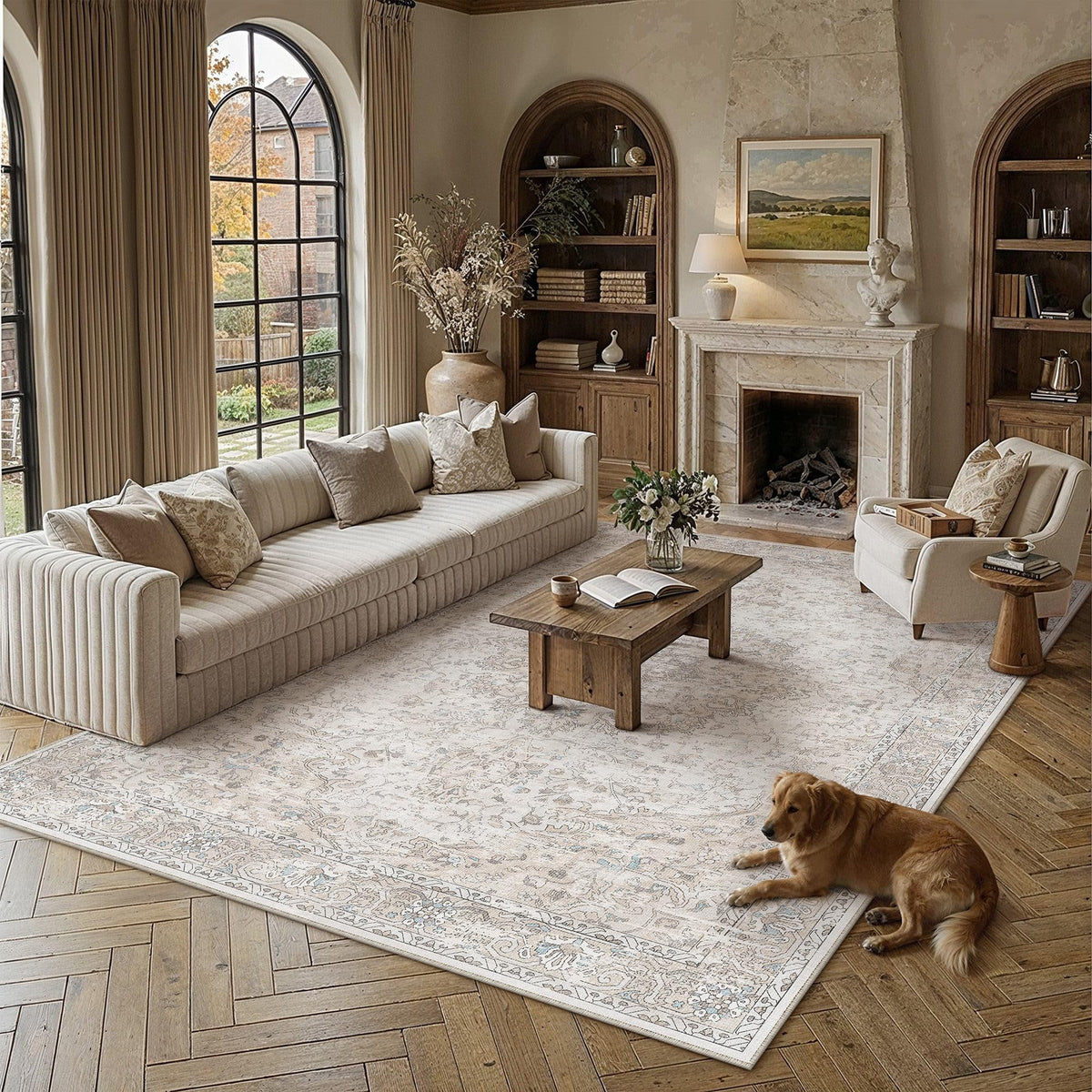 Beige Area Rugs 10x14 Washable Rug Indoor Carpet (Multi Beige / 10' x 14' (Rectangular))