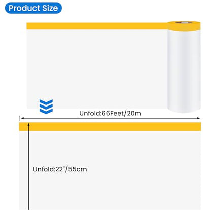 Pre Taped Masking Film Plastic Sheeting Roll