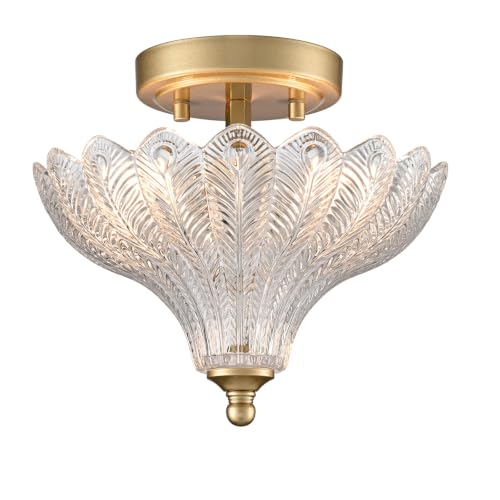 Glass Ceiling Light Semi Flush Mount Textured Glass Shade