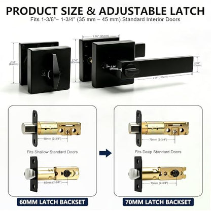 Matte Black Keyed Entry Front Door Lever with Lock