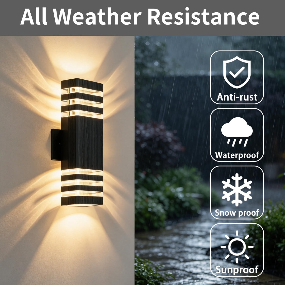 Dusk to Dawn Square Outdoor Wall Lights (Dusk to Down-4 PACK)