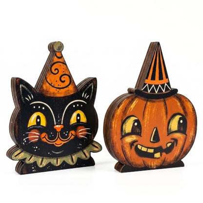 5PCS Wooden Halloween Decor Small Halloween